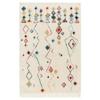AFK Living Alfombra &eacute;tnica con flecos de inspiraci&oacute;n beduina 160 x 230 cm