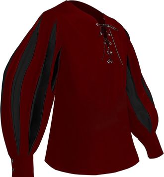 Generic Mens Short Sleeve Tops Exercise T Shirts Medieval Court Princes Gold Embroidery Sport Coat Mens Outerwear Gym Tops Athletic for Mens (Red, XXL)