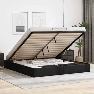 vidaXL vidaXL Struttura Letto Pouf senza Materasso Nero 200x200 cm Similpelle