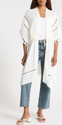 Vince Camuto Crinkle Cinched Waist Duster in Bright White at Nordstrom Rack