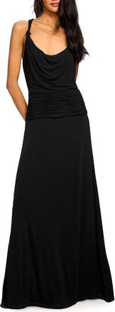 Ramy Brook Mariah Shirred Racerback Gown in Black at Nordstrom, Size 10
