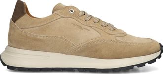 Stefano Lauran Schoenen, Heren, Beige, 47 EU, Leer, Beige Casual Leren Sneakers voor Heren