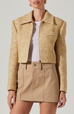 ASTR the Label Lindsay Tweed Zip Jacket in Yellow at Nordstrom Rack, Size X-Large