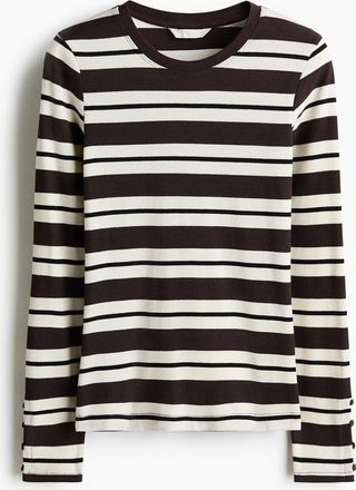 H&M Geripptes Shirt - White