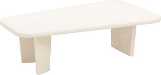Deco Wood Mesa de centro de microcemento con tres patas blanco roto 100x30cm