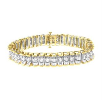 House of Brilliance 14K Gold 5.0 Cttw Diamond Reflective Tennis Bracelet in Yellow at Nordstrom