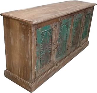 Wanderlust Deco Aparador De Madera Acabado Artesanal Marr&oacute;n 133x35x64h Cm