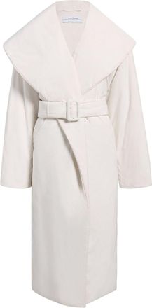 Another Tomorrow wrap-design belted puffer jackets - women - Organic Cotton/Recycled Polyester/Recycled Wool - M - White
