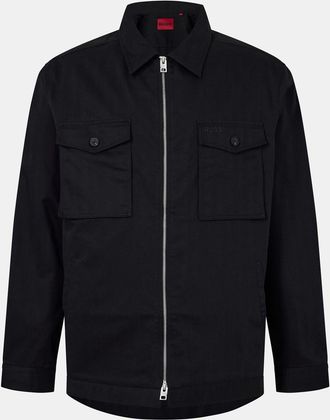 HUGO BOSS Hugo Mens Solid Patterned Shirt Jacket with Chest Pocket in Black - Size X-Small