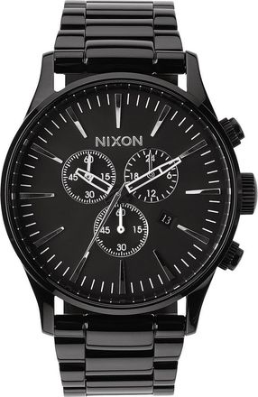 Nixon The Sentry Chronograph Bracelet Watch, 42mm in All Black at Nordstrom