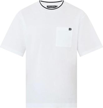 Dolce & Gabbana T-Shirts, male, White, XL, Piqu&eacute; Patch Pocket T-Shirt