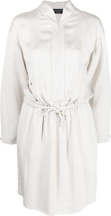 Emporio Armani draped shirt dress - women - Viscose/Cupro/Polyester - 40 - Neutrals
