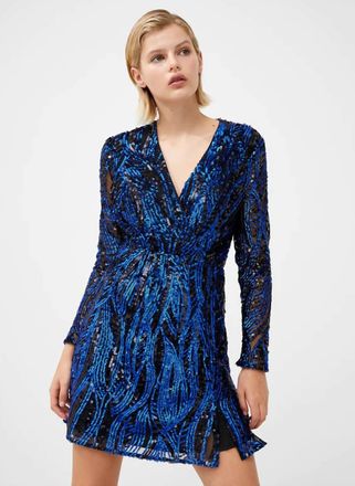 French Connection Deniz Embellished Mini Dress In Surf The Web