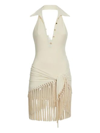 Taller Marmo Tropicana fringe swimsuit - women - Nylon/Elastane - S - Neutrals