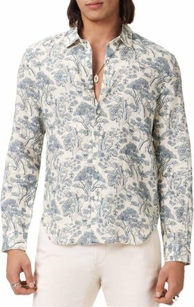 John Varvatos Ross Slim Fit Linen Button-Up Shirt in Ivory at Nordstrom, Size X-Large