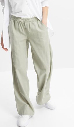 Bonprix Palazzohose BONPRIX, Damen, Gr. 36, N-Gr, gr&uuml;n (seegras), Obermaterial: 55% Leinen, 45% Viskose, loose fit, Hosen Palazzohose, aus Leinen und Viskose,