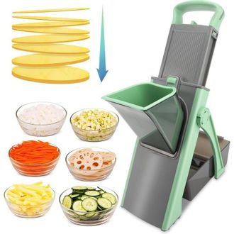 OEM Cortador De Mandolina Manual, Cortador De Seguridad, Cortador Multifuncional De Verduras Para Patatas Fritas, Picador Manual Con Grosor Ajustable: Jul