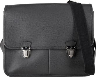 Louis Vuitton Pre-owned Mens Ardoise Taiga Alexei Messenger Bag in Black Leather - One Size