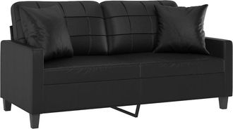 vidaXL Sof&aacute; De 2 Plazas Con Cojines Cuero Sint&eacute;tico Negro 140 Cm Vidaxl