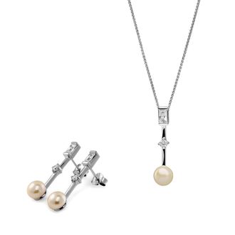 Orphelia Maxime Dames 925 Sterling Zilveren Set: Ketting-Hanger + Oorbellen - Zilver SET-7514