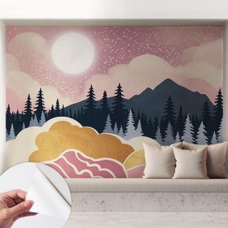 Tulup Carta Da Parati Autoadesiva - Fotomurale - Alta Qualit&agrave; - Per La Cucina - Camera Da Letto - Tramonto Rosa 208x146 Cm