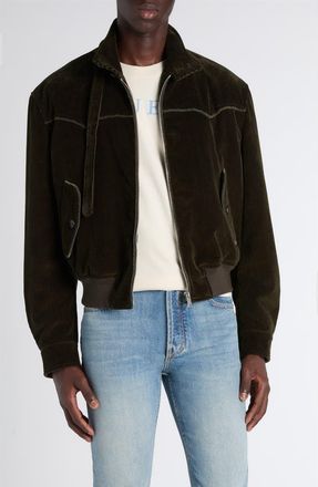 Alexander McQueen Corduroy Harrington Jacket in Khaki at Nordstrom, Size 38 Us