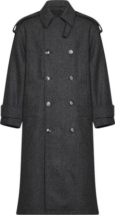 Ami Dubbele-knoop wollen trenchcoat - Heren - Trenchcoats - Grijs - XS - Wol - Jassen