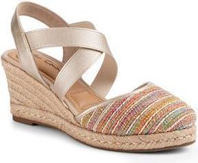 Me Too Stelle Espadrille Wedge Sandal in Gold Multi Champagne at Nordstrom Rack, Size 7.5