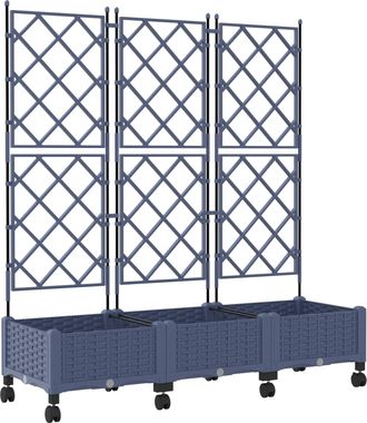 vidaXL Jardinera Con Enrejado Y Ruedas 3 Uds. Gris 120 X 40 X 131,5 Cm Vidaxl