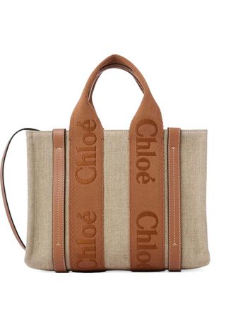 Chlo&eacute; Woody logo-strap tote bag - Neutrals