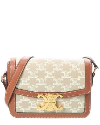 Celine Celine Teen Triomphe Canvas & Leather Shoulder Bag