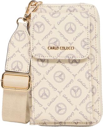 Carlo Colucci Tassen, Dames, Beige, ONE Size, Telefoonportemonnee met logoprint