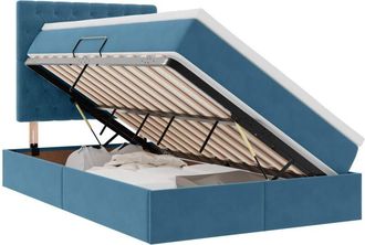 vidaXL Storage Bed with Mattress Dark Blue 120 x 200 cm Velvet vidaXL