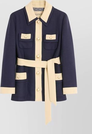 Valentino Garavani collared single-breasted coat jacket with belted waist
