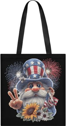 Generic USA Flag Gnome Tote Bag for Women Men Shoulder Bags Purses Pouch Handbags