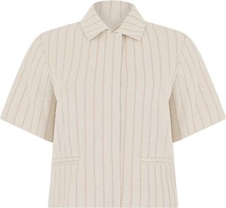 Max Mara Katoenen T-shirt met korte mouwen - Dames - Overhemden - Beige - XS - Katoen - Overhemden