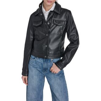 Levi's Studded Faux Leather Jacket in Black at Nordstrom, Size X-Small