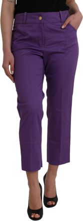 Bencivenga Purple Cotton MidWaist Straight Cropped Womens Pants
