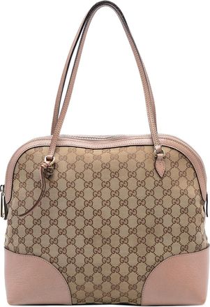 Gucci Pre-owned Womens Medium Gg Canvas Bree Dome Tote - Tan Textile - One Size
