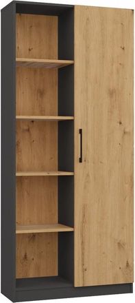 Topeshop Hucoco - Villme - Librer&iacute;a De Dise&ntilde;o Minimalista - 1 Puerta + 10 Estantes - 80x30x182 Cm - Mueble De Almacenaje