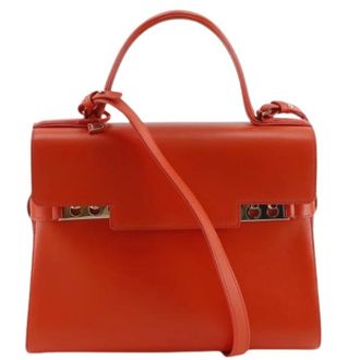 Delvaux Pre-owned Leren Handtas - Dames - Pre-owned - Rood - Maat: ONE Size Leer