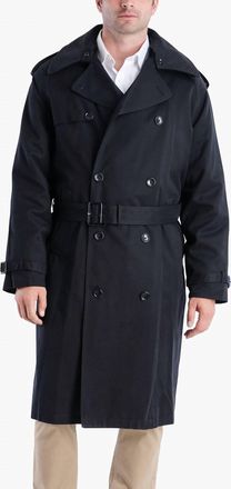 London Fog Classic Double Breasted Trench Coat In Black