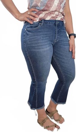 Kancan Merlie Cropped Flare Jeans In Blue