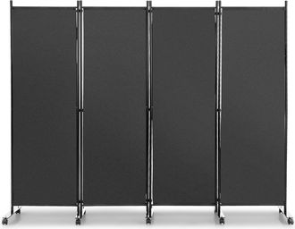Costway Costway Biombo Separador De Ambientes De 4 Panel Con Ruedas Bloqueables, Pared De Separador, Separador De Privacidad Independiente Para Sala De Estar,