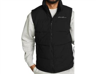 Eddie Bauer Essential Full Zip Puffer 550 Fp Down Warm Vest In Black