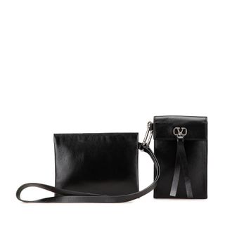 Valentino Pre-owned Valentino Leather VRing Neck Pouch U18YF1VQKUA1CRFJ