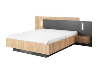 VENTE-UNIQUE.COM Base de cama melamina gris antracita, color natural claro 140 x 190 cm