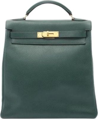 Herm&egrave;s Pre-owned Vintage Ardennes Leder Rugzak - Dames - Vintage Rugzakken - Groen - ONE Size - Leer - Vintage