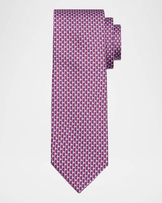 Canali Mens Geometric Chainlink Silk Tie