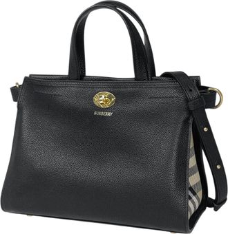Burberry Black Leather Tote Bag (Pre-Owned)